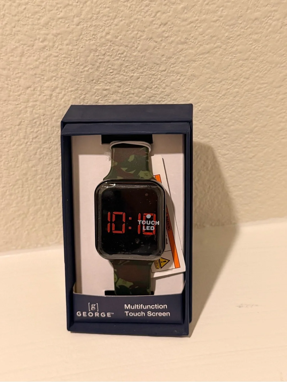 George LED Touch Watch with Green Camouflage Silicone Strap